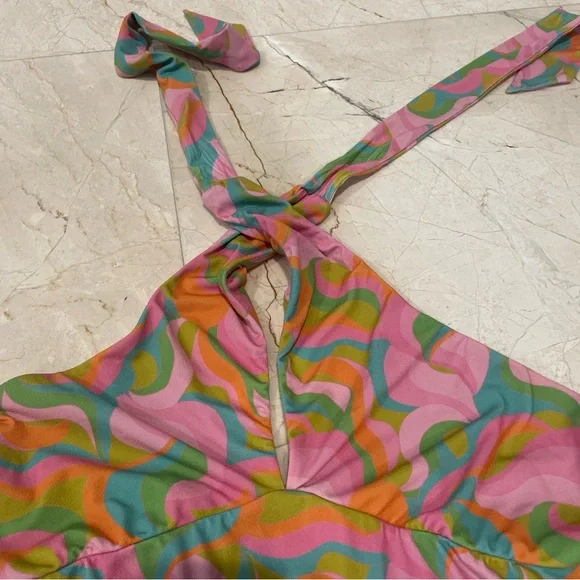 Show Me Your MuMu Pink Multi Halter Mini Dress - Picture 5 of 10